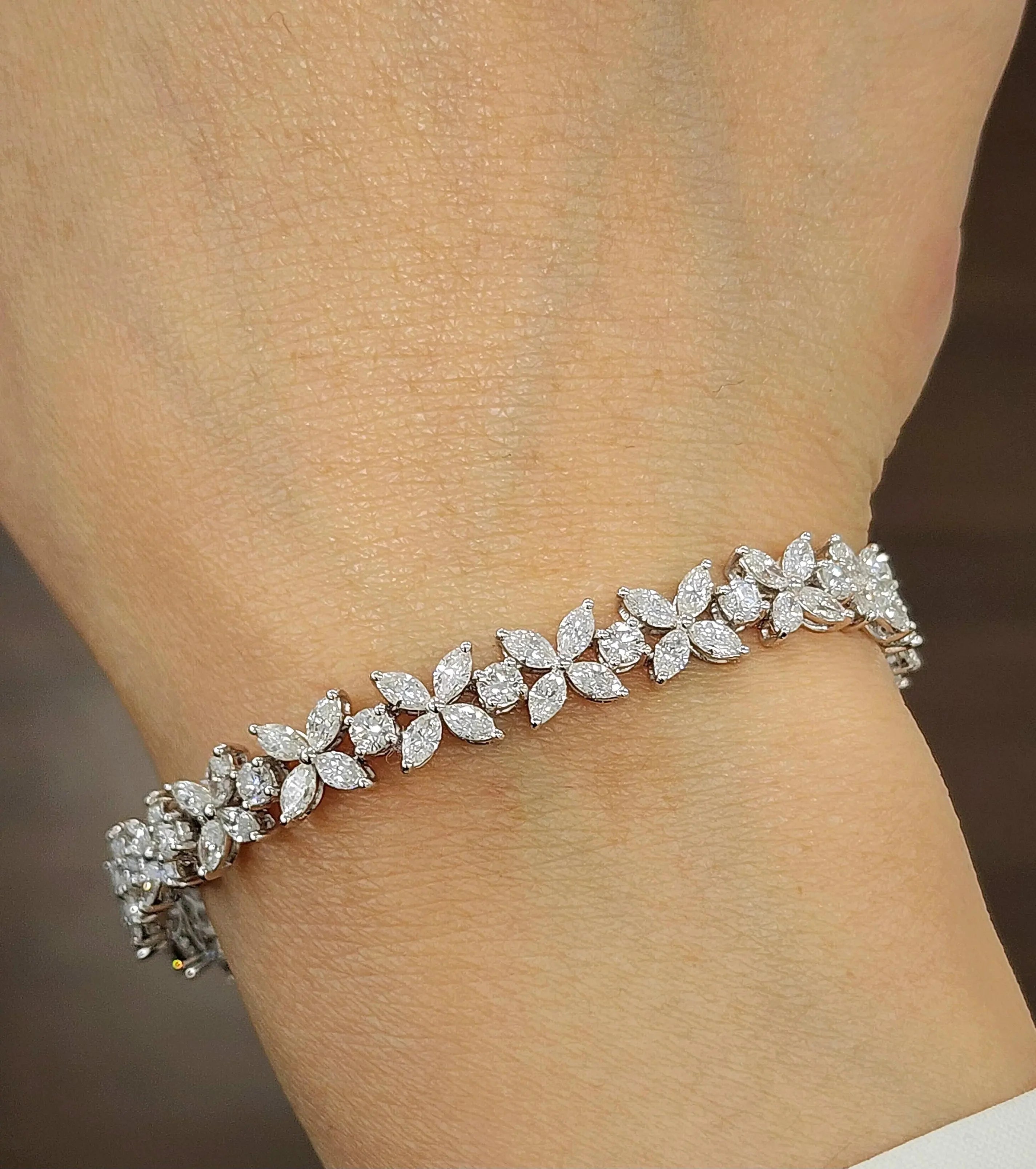 Flower Diamond Bracelet For Women (925 Sterling Silver) La Stella Jewels