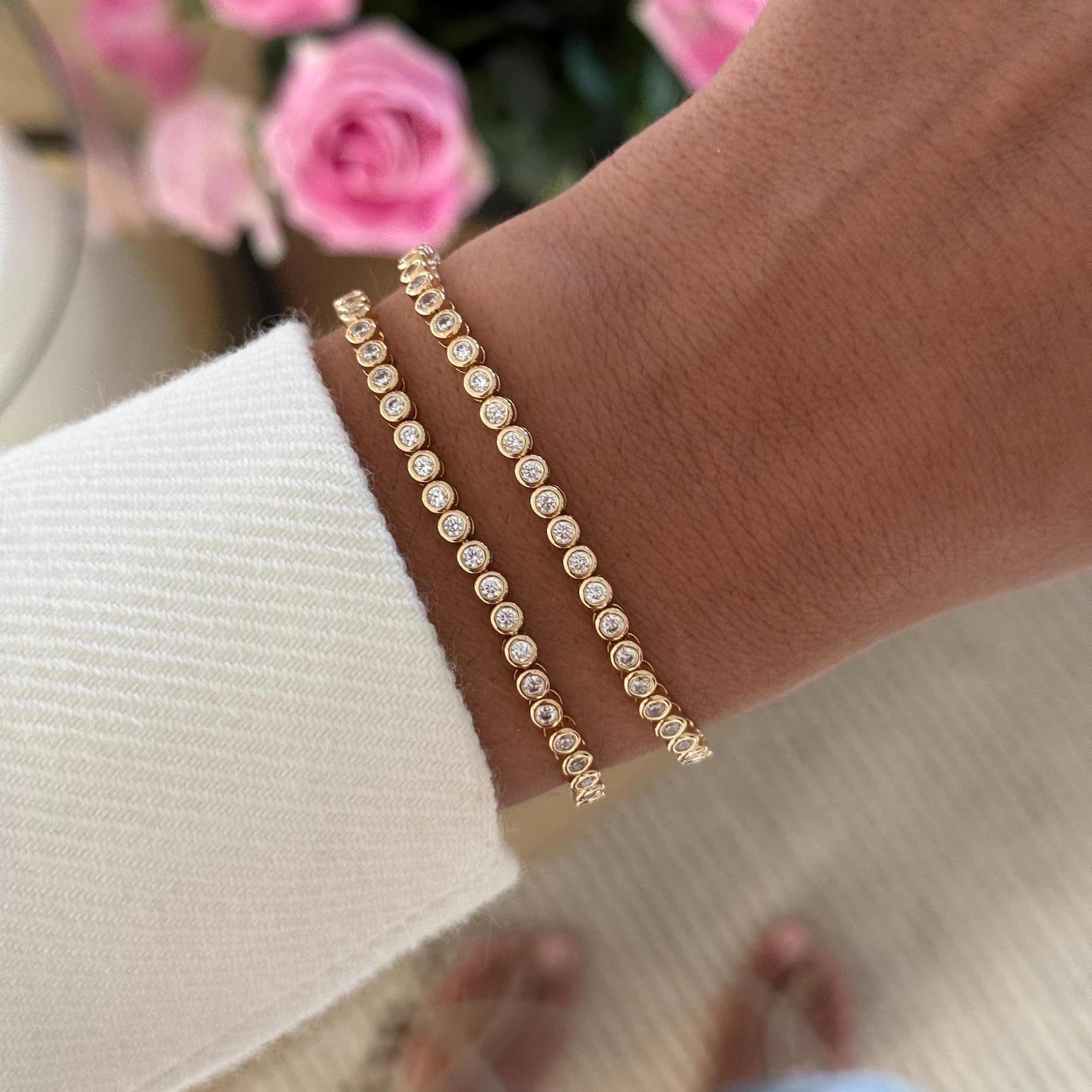 Tennisarmband mit Moissanit-Lünette