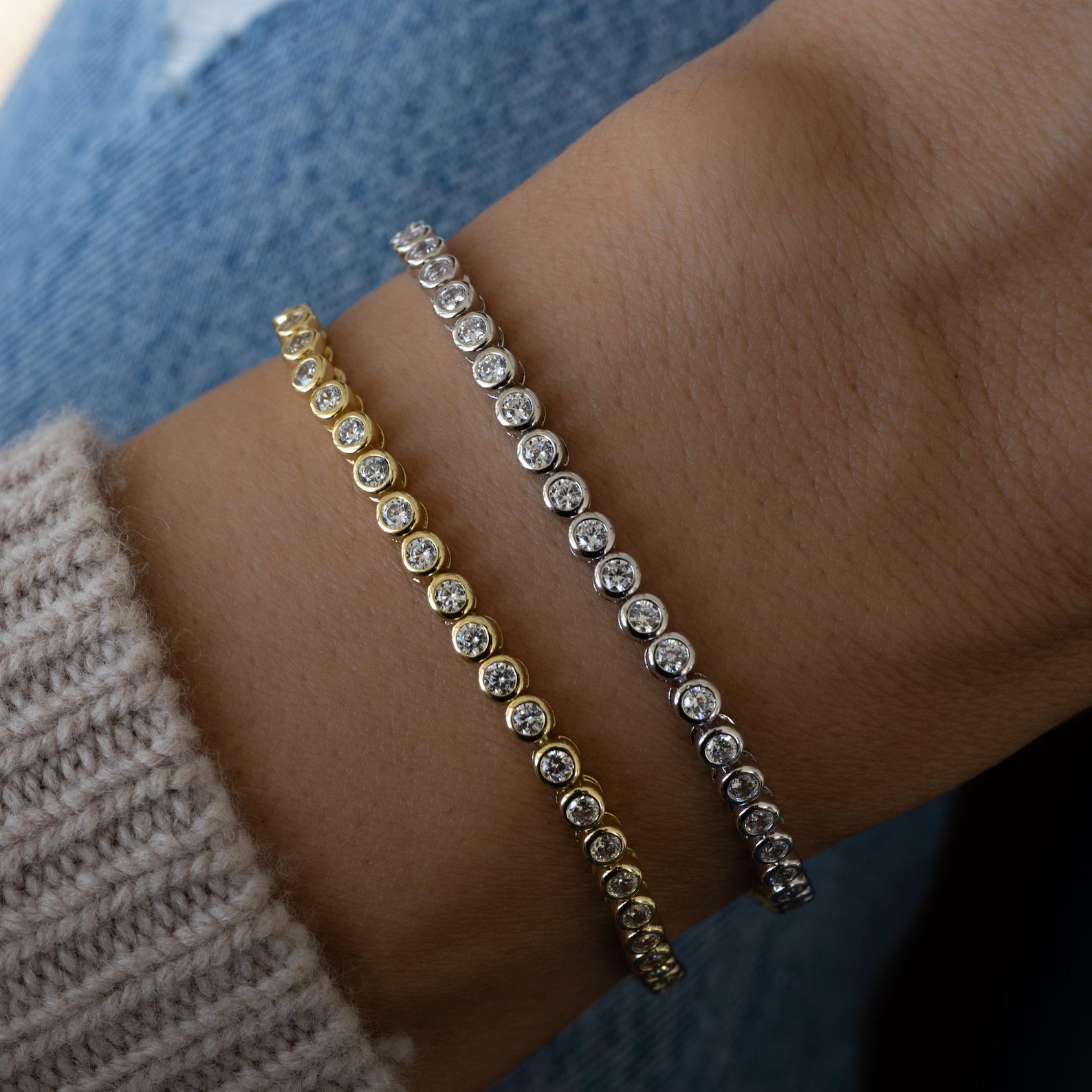 Tennisarmband mit Moissanit-Lünette