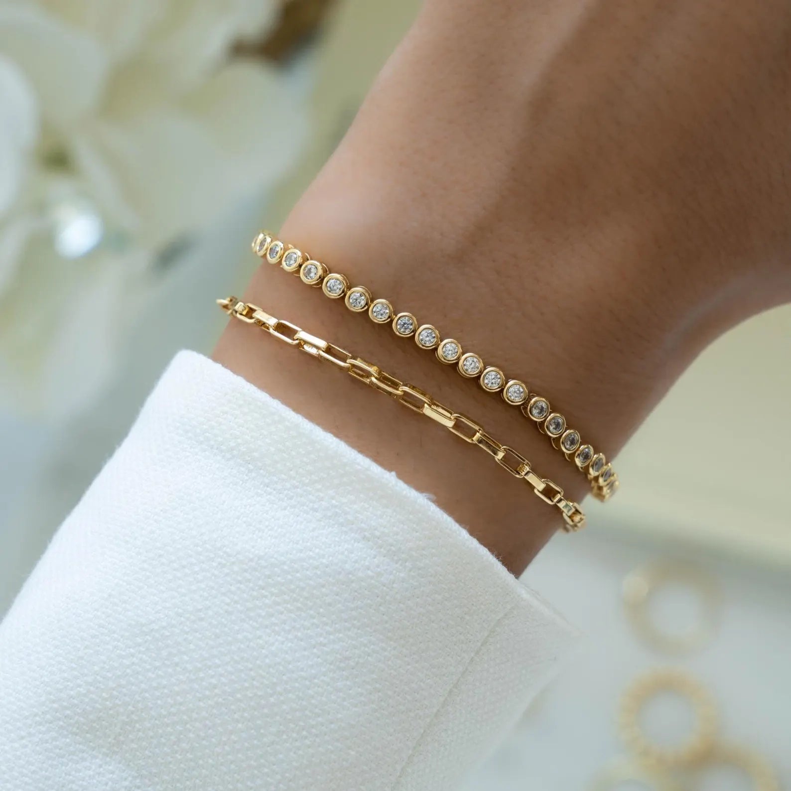 Tennisarmband mit Moissanit-Lünette