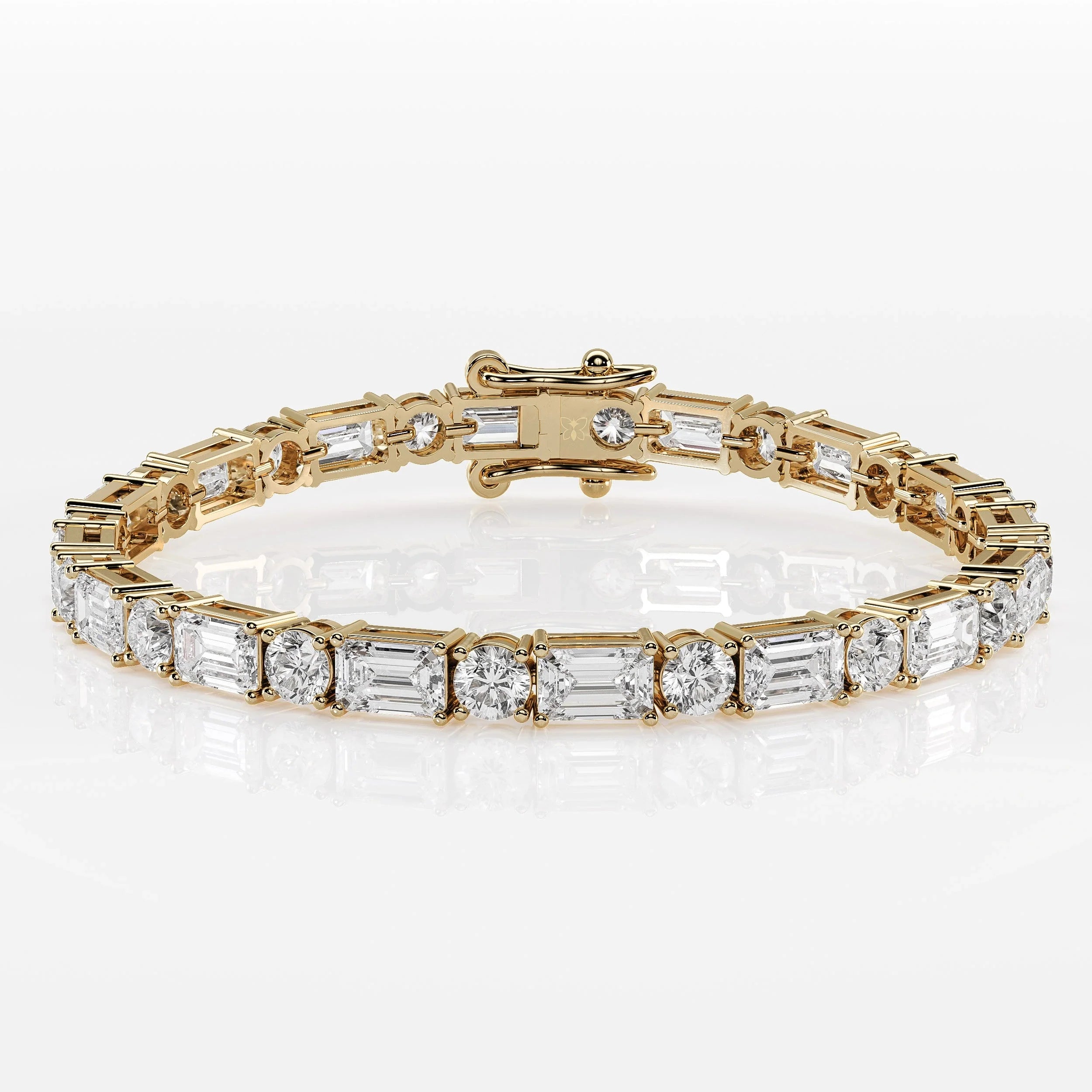 Mixed Cut Emerald & Round Diamond Tennis Bracelet La Stella Jewels