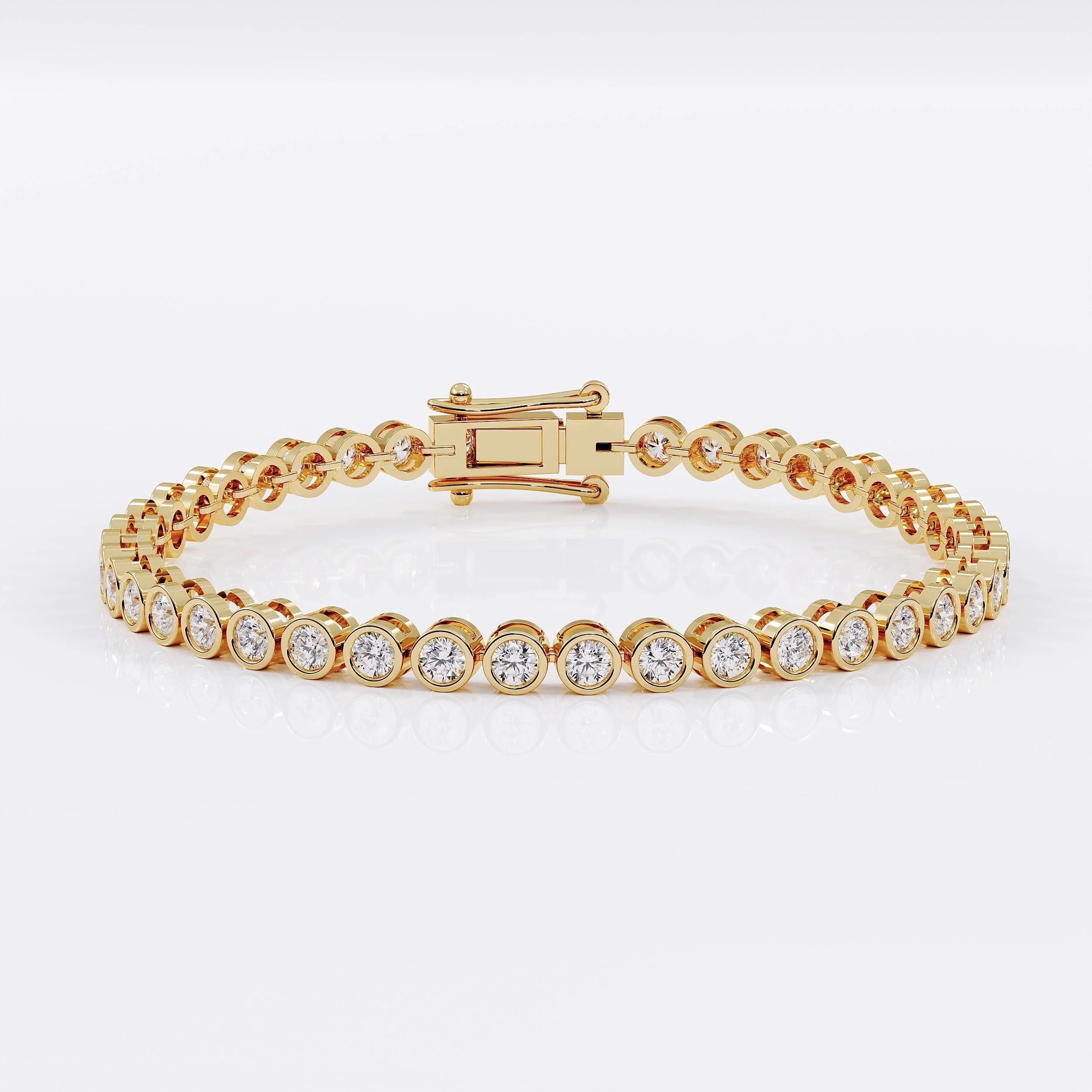 Diamond Tennis Bracelet with Bezel Design - 3mm (925 Sterling Silver) La Stella Jewels