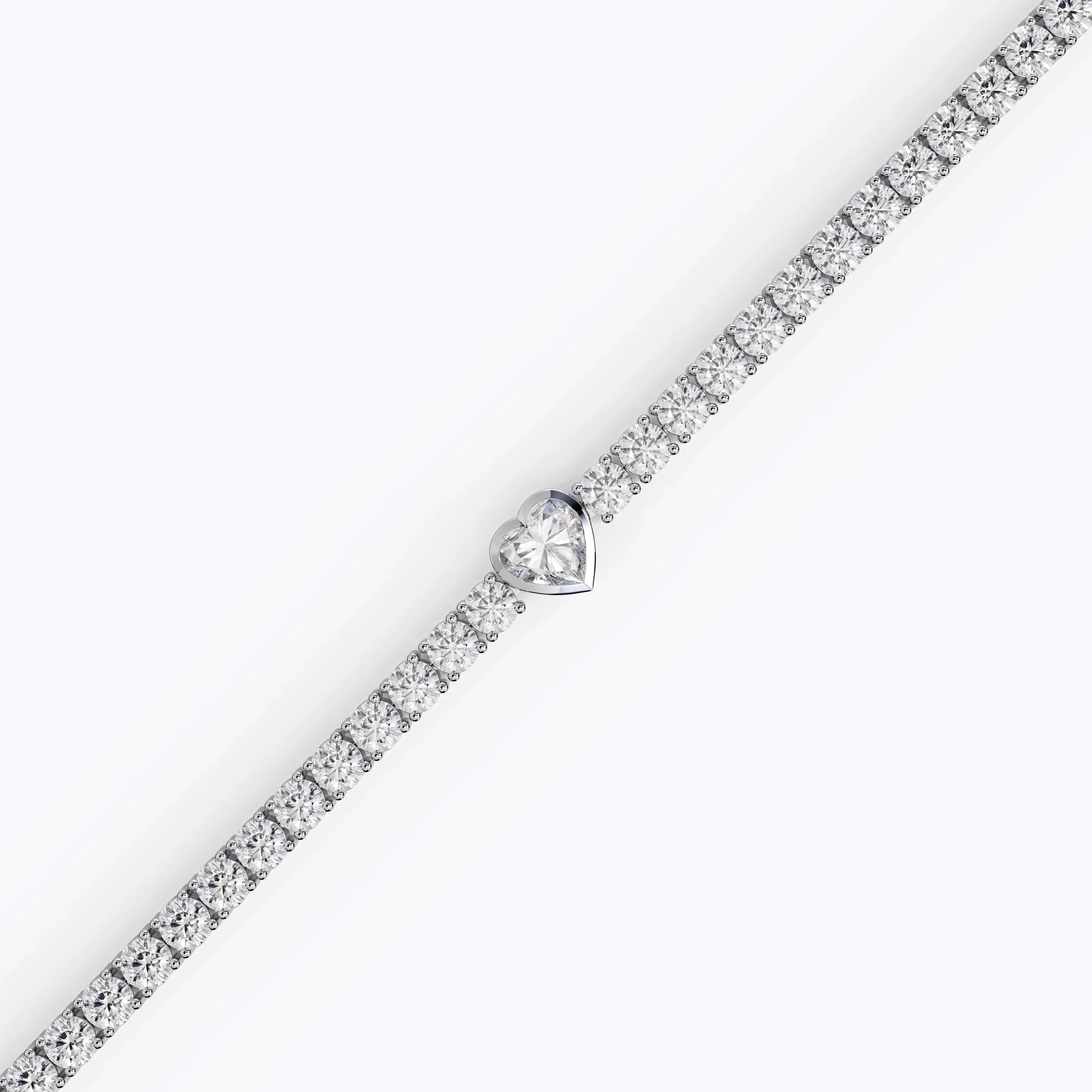 Heart Tennis Bracelet For Women (925 Sterling Silver) La Stella Jewels