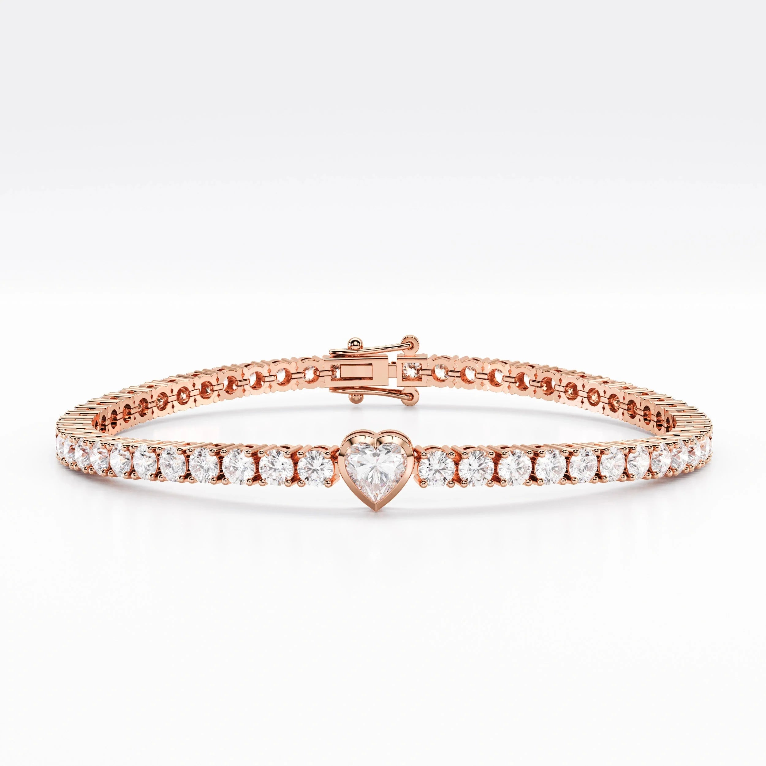 Heart Tennis Bracelet For Women (925 Sterling Silver) La Stella Jewels