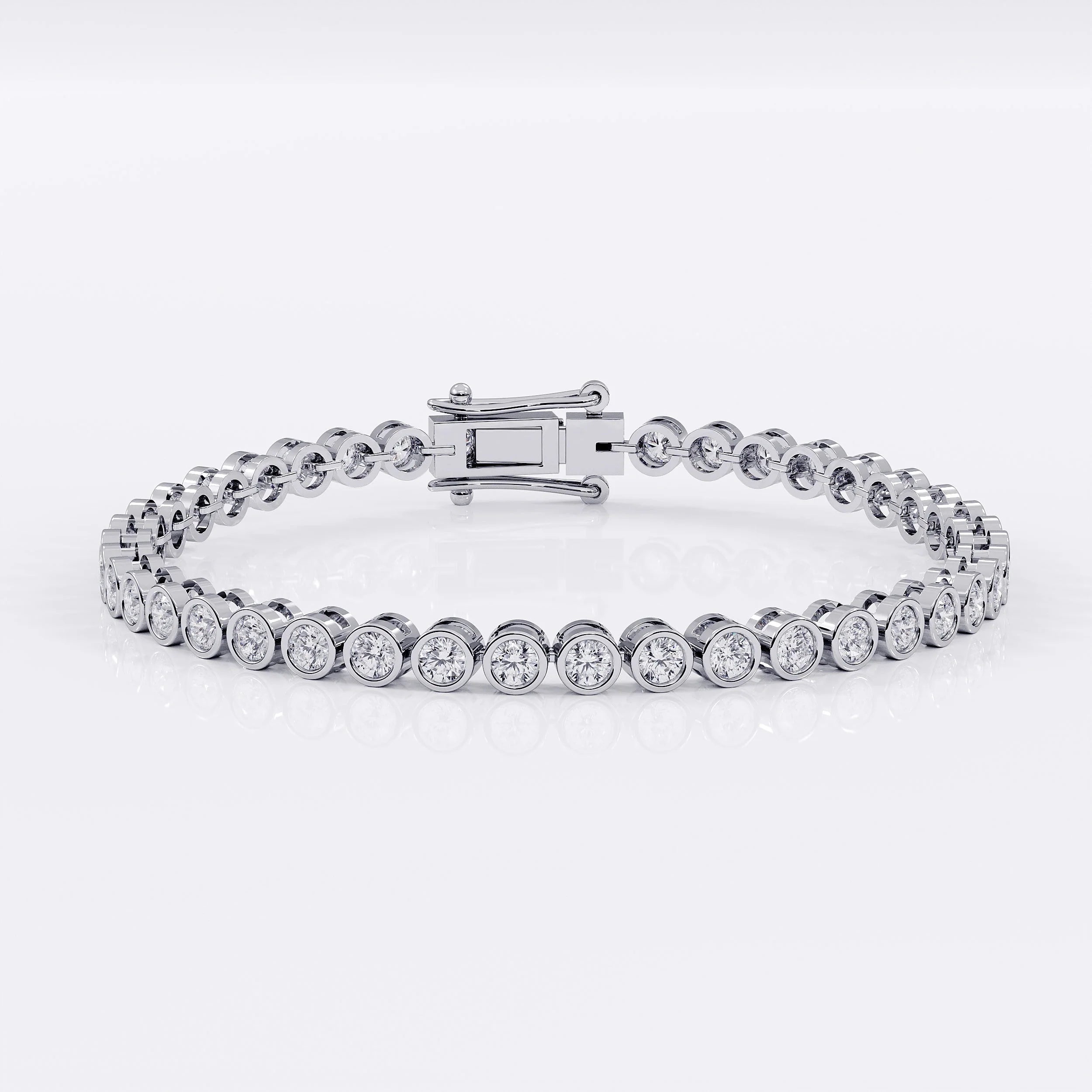 Diamond Tennis Bracelet with Bezel Design - 3mm (925 Sterling Silver) La Stella Jewels