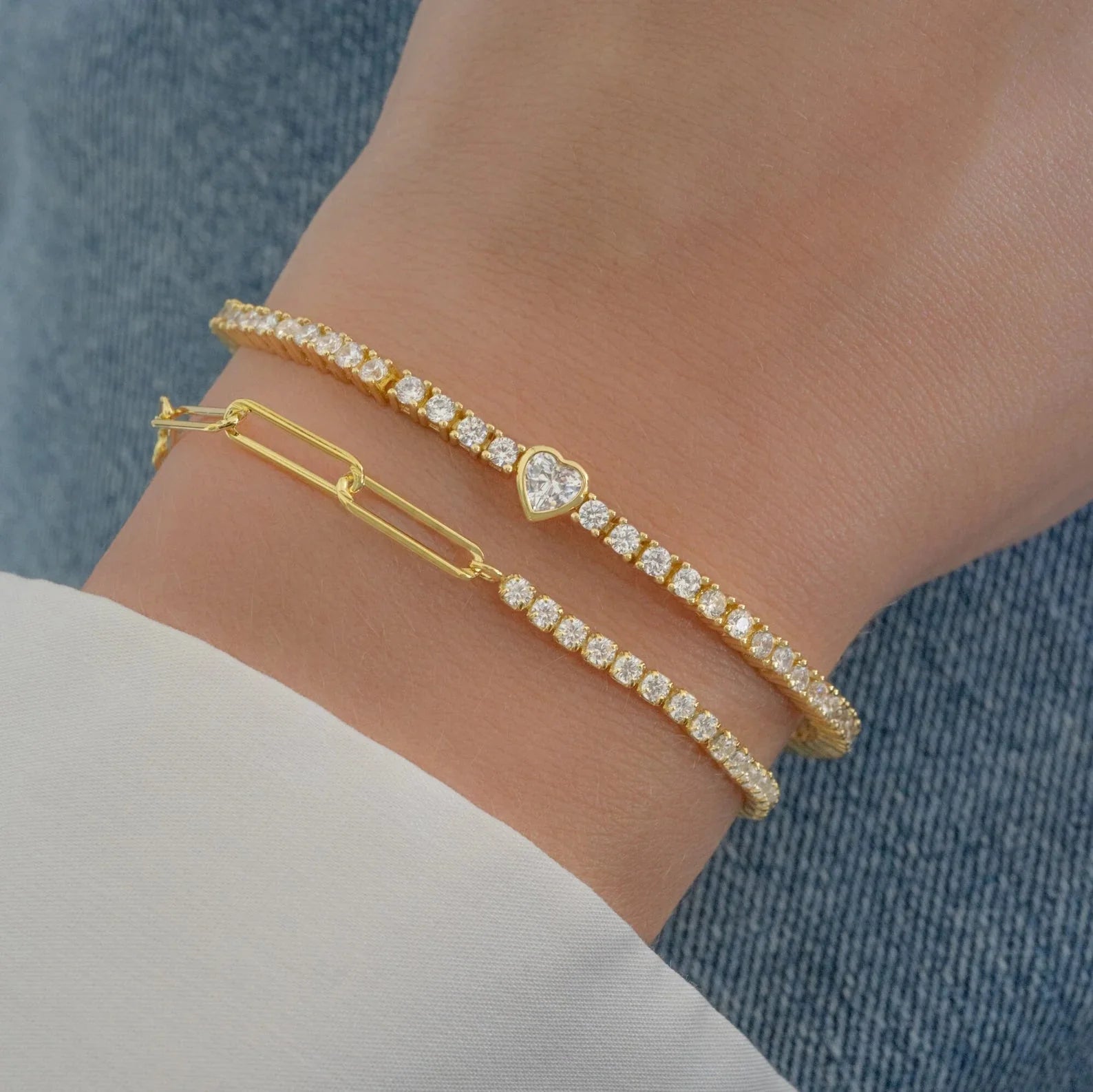 Heart Tennis Bracelet For Women (925 Sterling Silver) La Stella Jewels